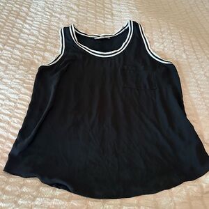 Loft sheer front w/ knit back black tank w/front pocket size XL t-shirt trim